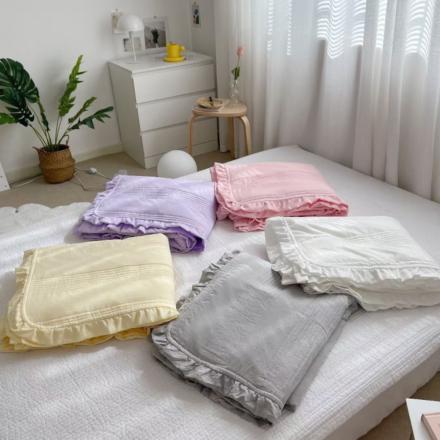 Покрывало с рюшкой Somio home 200*230+наволочки 50*70х2 лавандовый мусс