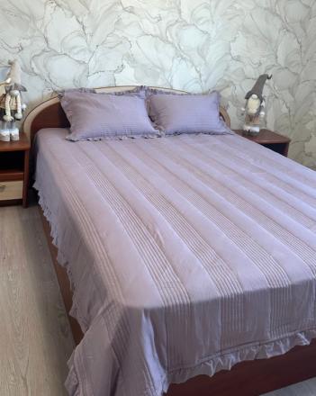 Покрывало с рюшкой Somio home 200*230+наволочки 50*70х2 сиреневый цвет