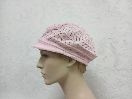 Панама летняя вязанная с козырьком