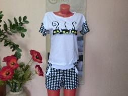 Домашний костюм футболка + шорты Три кота