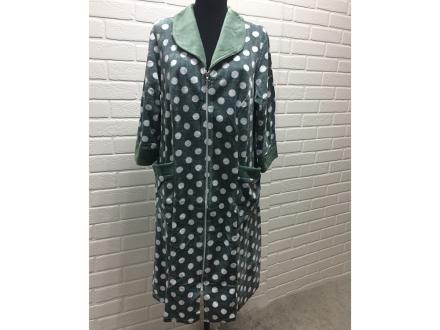 Халат велюровый на молнии Айла(горох)