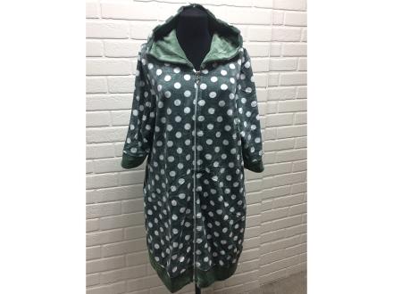 Халат велюровый на молнии с капюшоном Латифа (горох)