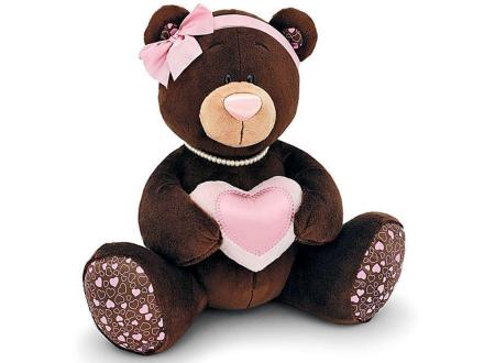 Подушка игрушка Медвежонок с сердечком (средний)