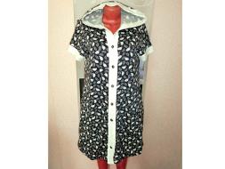 Халат трикотажный на пуговицах с капюшоном Женя