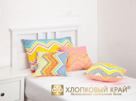 Наволочка декоративная на молнии (40*40; ранфорс; 1) 5566/1 Zigzag orange