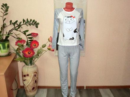 Домашний костюм футболка с длинным рукавом + брюки 1658