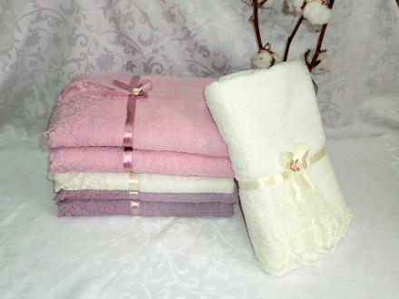 Полотенце Бантик с розочкой 70*140 Китай (6шт)