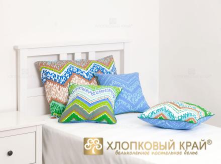 Наволочка декоративная на молнии (40*40; ранфорс; 1) 5566/2 Zigzag green