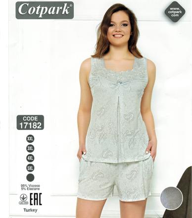 Домашний костюм майка на лямках+шорты арт 17182