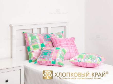 Наволочка декоративная на молнии (40*40; ранфорс; 1) 5568/1 Geometry pink