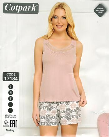 Домашний костюм майка на лямках+шорты арт 17184