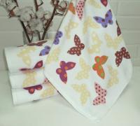 Кухонные полотенца (салфетки) Бабочки беж. 45х45 (12шт)
