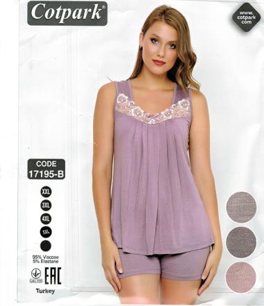 Домашний костюм майка на лямках+шорты арт 17195-в