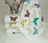 Кухонные полотенца (салфетки) Бабочки зеленые 45х45 (12шт)