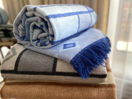 Плед cotton Rajtex 200*220 Геометрия голубая 07307a