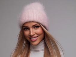 Шапка женская вязаная из ангоры арт.H1270