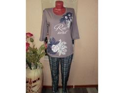 Домашний костюм футболка с длинным руковом + брюки 608