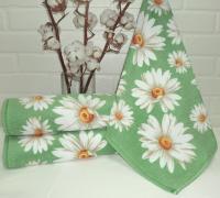 Кухонные полотенца (салфетки) Ромашки зеленые 45х45 (12шт)