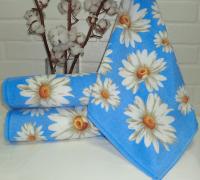 Кухонные полотенца (салфетки) Ромашки синие 45х45 (12шт)