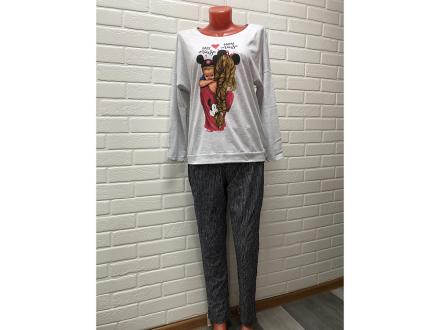 Домашний костюм футболка длинный рукав+брюки П-369