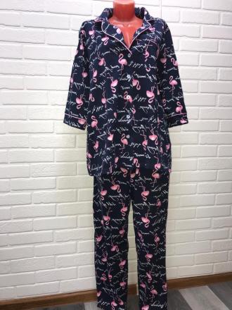 Домашний костюм   рубашка+брюки Люкс Фламинго