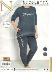 Домашний костюм футболка с длинным рукавом + брюки 32061