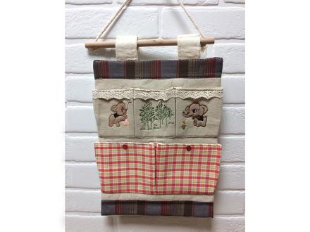 Сумка для мелочей с аппликацией и пять карманов