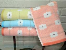 Полотенце лен махра Ромашки 25*50 арт.1502175