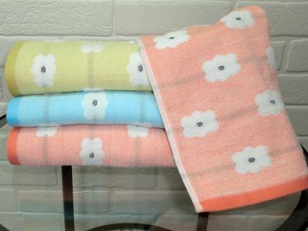 Полотенце лен махра Ромашки 25*50 арт.1502175