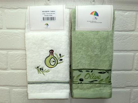 Кухня полотенце  из 2-х махра Олива 40*60 арт.8511393