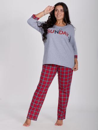 Домашний костюм футболка длинный рукав+брюки Сандей