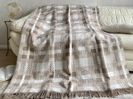 Плед cotton Rajtex 150*200 Зиг-заг бежевый 21134b