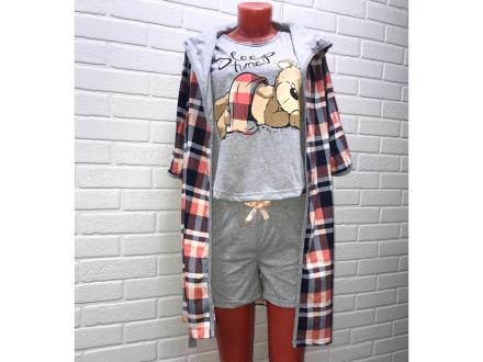 Комплект Халат с капюшеном + футболка шорты