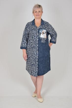 Халат трикотажный на пуговицах Паула