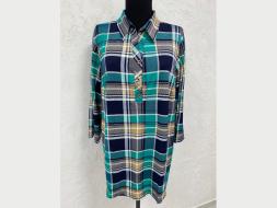 Рубашка Клетка/Абстракция бамбук