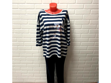 Домашний костюм футболка с длинным рукавом + брюки 025