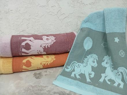 Полотенце лен махра Символ года Лошадка 35*75 арт.РМ-168
