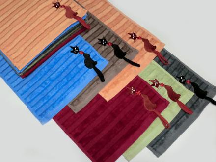 Полотенца Полосатик с петелькой Кошка 30*50 арт.166B3