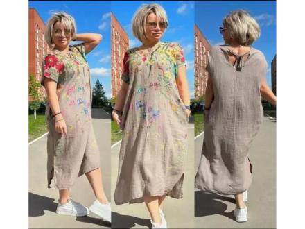 Платье Лен Цветы