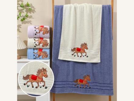 Полотенце махра Символ года Лошадка 35*75 арт.М-714