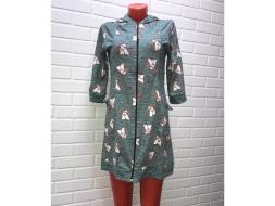 Халат трикотажный на молнии с капюшоном А569