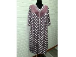 Халат велюровый на молнии Анфиса(горох)