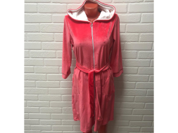 Халат велюровый на молнии с капюшоном  011