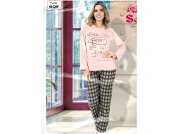 Домашний костюм футболка с длинным рукавом + брюки 609