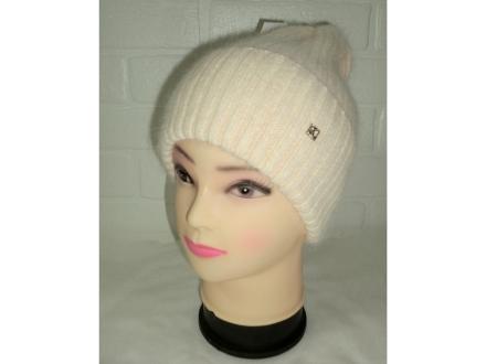 Шапка женская вязаная из ангоры с отворотом