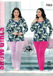 Домашний костюм футболка с длинным рукавом + брюки 7053