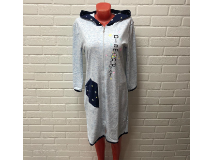 Халат трикотаж на молнии с капюшоном 26-20