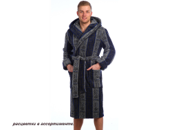 Халат мужской с капюшоном велсофт (Россия) 20602