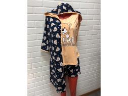 Домашний костюм майка + шорты+халат 1015