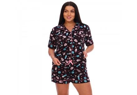 Домашний костюм рубашка+шорты 5-ПЖК(Фламинго очки)